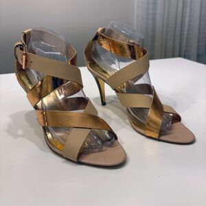 Ted Baker Women's Adilina Rose Gold Ankle Strap Heeled Sandals Size 39.5 US Sz 9